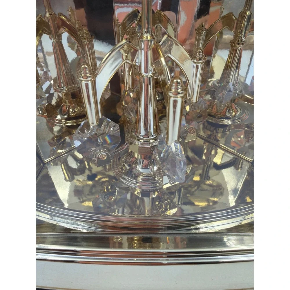 VTG Rhythm 4SG696 Quartz Crystal Motion Mantel Clock Gold Japan Movement WORKS